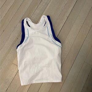 Free People White and Blue Tank Top